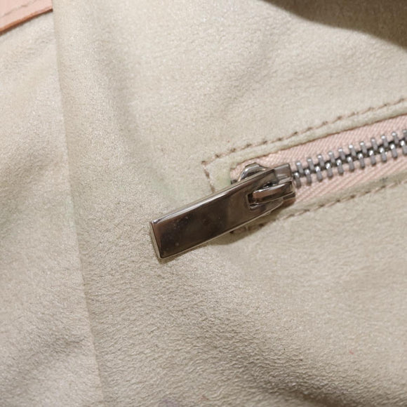 Salvatore Ferragamo Gancini Tote Bag Leather Beige Silver Auth ka6363