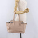 Salvatore Ferragamo Gancini Tote Bag Leather Beige Silver Auth ka6363-28
