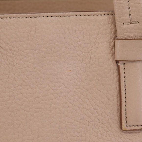 Salvatore Ferragamo Gancini Tote Bag Leather Beige Silver Auth ka6363
