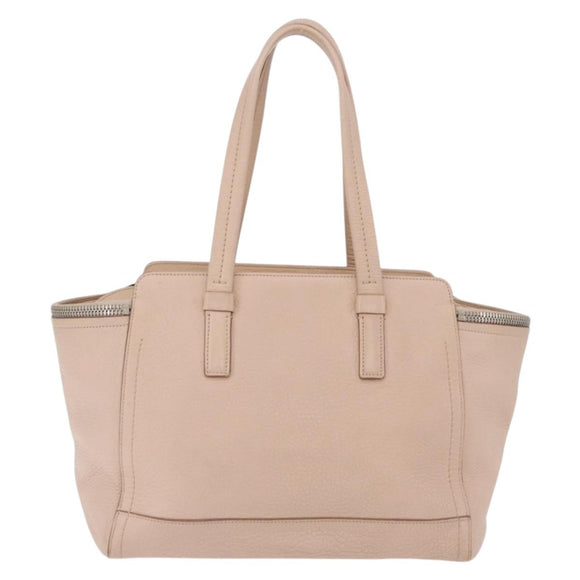 Salvatore Ferragamo Gancini Tote Bag Leather Beige Silver Auth ka6363