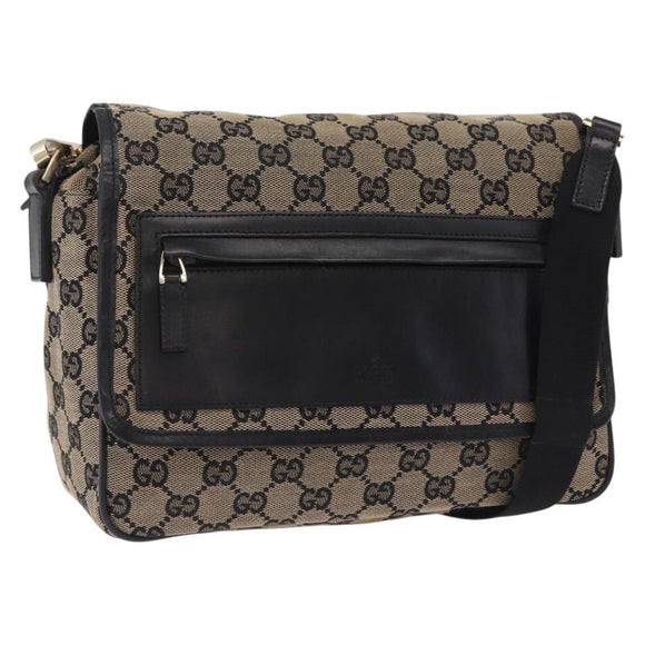 GUCCI GG Canvas Shoulder Bag Beige Gold 019 0375 Auth ka6364