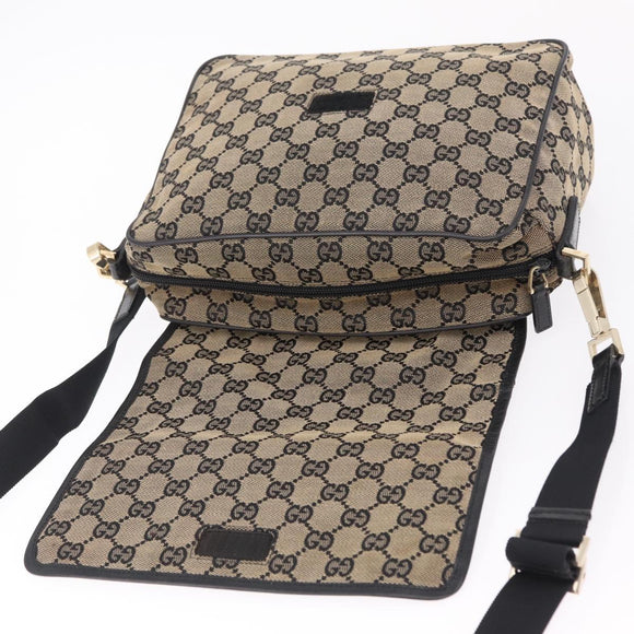 GUCCI GG Canvas Shoulder Bag Beige Gold 019 0375 Auth ka6364