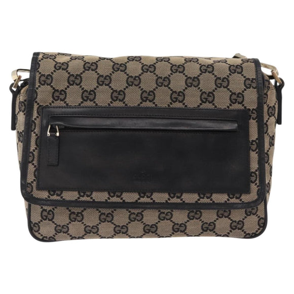 GUCCI GG Canvas Shoulder Bag Beige Gold 019 0375 Auth ka6364