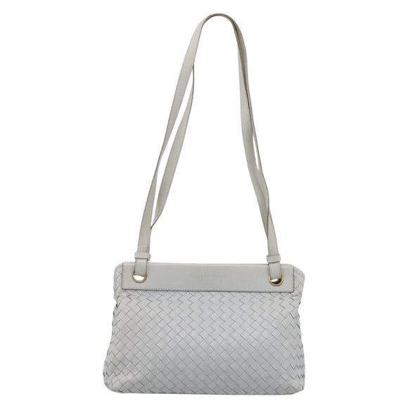 BOTTEGA VENETA INTRECCIATO Shoulder Bag Leather Light Blue Gold Auth ka6365