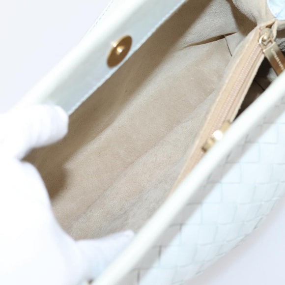 BOTTEGA VENETA INTRECCIATO Shoulder Bag Leather Light Blue Gold Auth ka6365