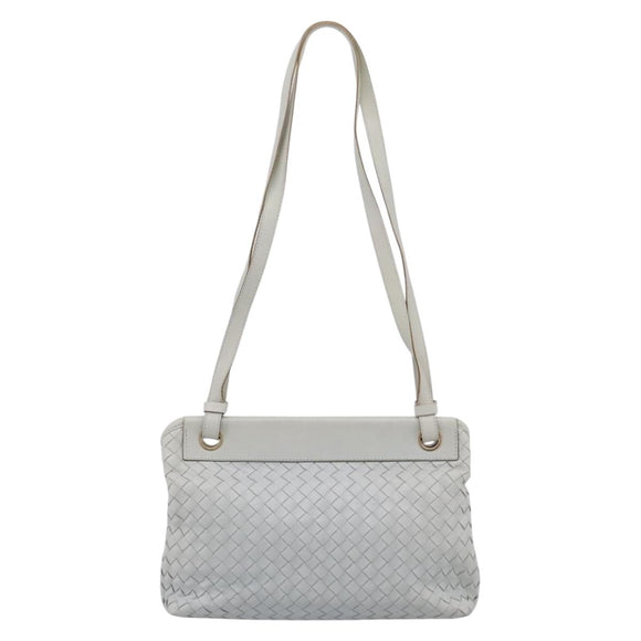 BOTTEGA VENETA INTRECCIATO Shoulder Bag Leather Light Blue Gold Auth ka6365