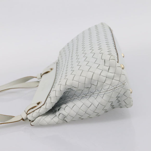 BOTTEGA VENETA INTRECCIATO Shoulder Bag Leather Light Blue Gold Auth ka6365