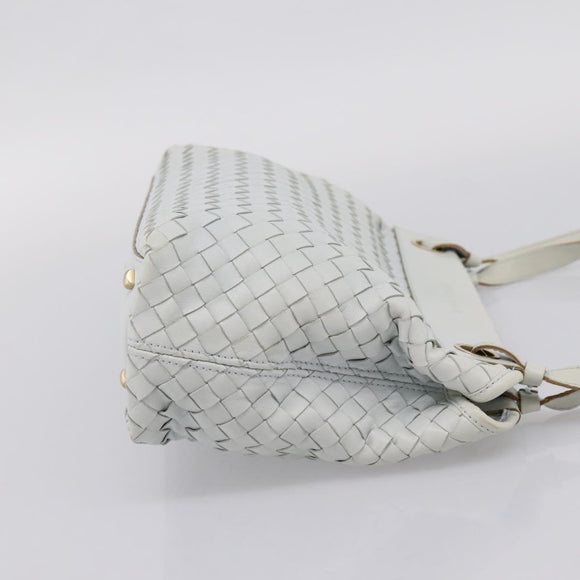 BOTTEGA VENETA INTRECCIATO Shoulder Bag Leather Light Blue Gold Auth ka6365