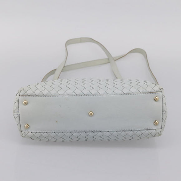 BOTTEGA VENETA INTRECCIATO Shoulder Bag Leather Light Blue Gold Auth ka6365