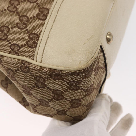 GUCCI GG Canvas Web Sherry Line Pretty Tote Bag Beige Gold 163805 Auth ka637