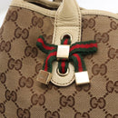 GUCCI GG Canvas Web Sherry Line Pretty Tote Bag Beige Gold 163805 Auth ka637-17