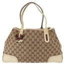 GUCCI GG Canvas Web Sherry Line Pretty Tote Bag Beige Gold 163805 Auth ka637-13