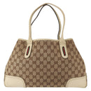 GUCCI GG Canvas Web Sherry Line Pretty Tote Bag Beige Gold 163805 Auth ka637-2