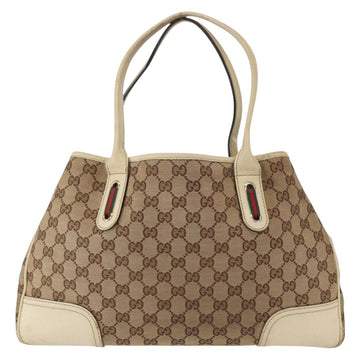 GUCCI GG Canvas Web Sherry Line Pretty Tote Bag Beige Gold 163805 Auth ka637 - 0