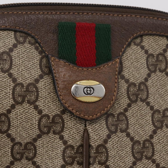 GUCCI GG Supreme Web Sherry Line Bag PVC Beige Gold 904 02 047 Auth ka6370