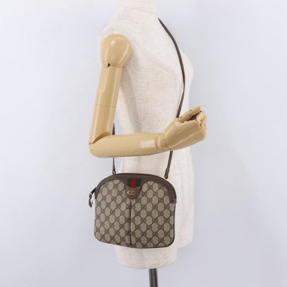 GUCCI GG Supreme Web Sherry Line Bag PVC Beige Gold 904 02 047 Auth ka6370