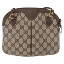 GUCCI GG Supreme Web Sherry Line Bag PVC Beige Gold 904 02 047 Auth ka6370-3