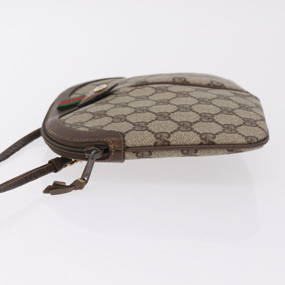 GUCCI GG Supreme Web Sherry Line Bag PVC Beige Gold 904 02 047 Auth ka6370