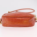 Miu Miu Shoulder Bag Leather Croco Embossed Orange Gold Auth ka6376-6