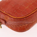 Miu Miu Shoulder Bag Leather Croco Embossed Orange Gold Auth ka6376-10