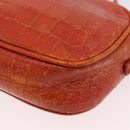 Miu Miu Shoulder Bag Leather Croco Embossed Orange Gold Auth ka6376-16
