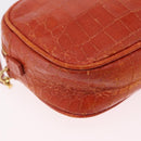 Miu Miu Shoulder Bag Leather Croco Embossed Orange Gold Auth ka6376-17