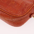 Miu Miu Shoulder Bag Leather Croco Embossed Orange Gold Auth ka6376-18