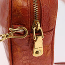 Miu Miu Shoulder Bag Leather Croco Embossed Orange Gold Auth ka6376-19