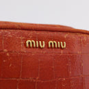 Miu Miu Shoulder Bag Leather Croco Embossed Orange Gold Auth ka6376-20
