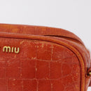 Miu Miu Shoulder Bag Leather Croco Embossed Orange Gold Auth ka6376-2