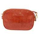 Miu Miu Shoulder Bag Leather Croco Embossed Orange Gold Auth ka6376-3