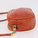 Miu Miu Shoulder Bag Leather Croco Embossed Orange Gold Auth ka6376-5
