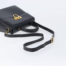 Salvatore Ferragamo Gancini Hand Bag Leather 2way Black Gold Auth ka6377-9