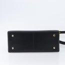 Salvatore Ferragamo Gancini Hand Bag Leather 2way Black Gold Auth ka6377-5