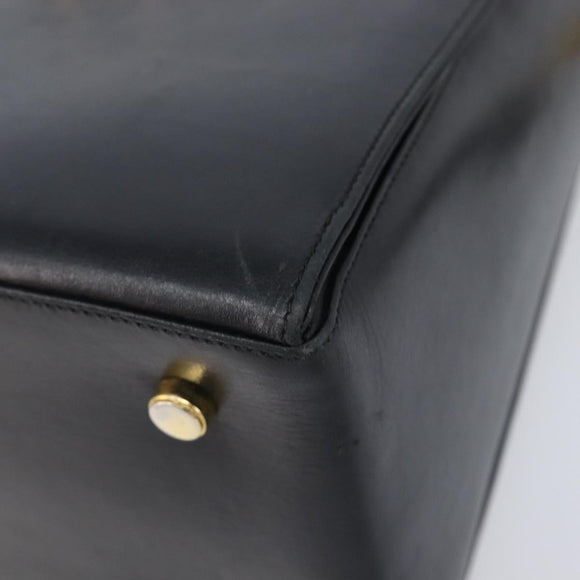 Salvatore Ferragamo Gancini Hand Bag Leather 2way Black Gold Auth ka6377