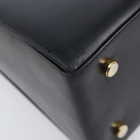 Salvatore Ferragamo Gancini Hand Bag Leather 2way Black Gold Auth ka6377