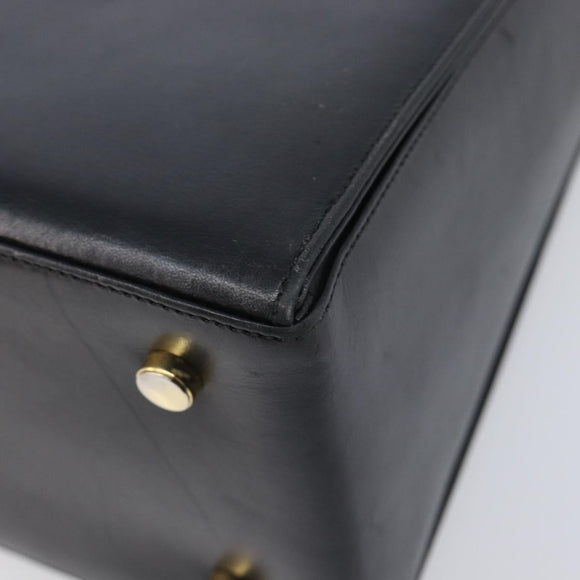 Salvatore Ferragamo Gancini Hand Bag Leather 2way Black Gold Auth ka6377