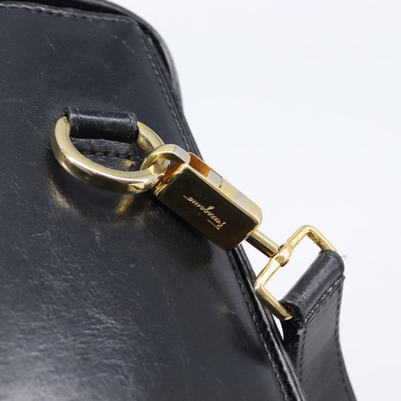 Salvatore Ferragamo Gancini Hand Bag Leather 2way Black Gold Auth ka6377