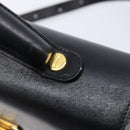 Salvatore Ferragamo Gancini Hand Bag Leather 2way Black Gold Auth ka6377-24