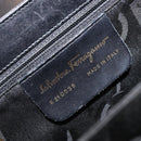 Salvatore Ferragamo Gancini Hand Bag Leather 2way Black Gold Auth ka6377-12