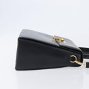 Salvatore Ferragamo Gancini Hand Bag Leather 2way Black Gold Auth ka6377-3