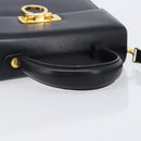 Salvatore Ferragamo Gancini Hand Bag Leather 2way Black Gold Auth ka6377-7