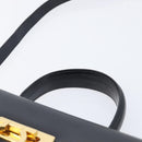 Salvatore Ferragamo Gancini Hand Bag Leather 2way Black Gold Auth ka6377-14
