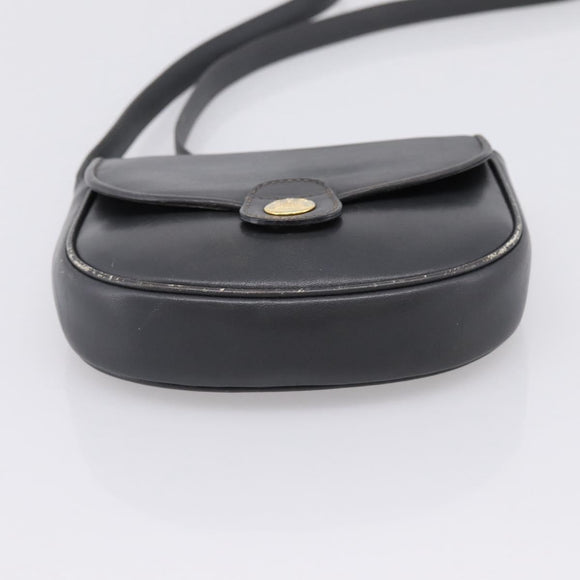 CELINE Shoulder Bag Leather Gray Gold Auth ka6378