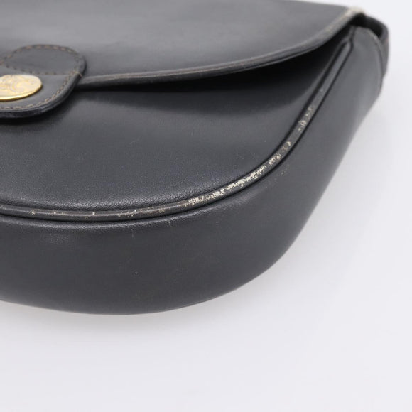 CELINE Shoulder Bag Leather Gray Gold Auth ka6378
