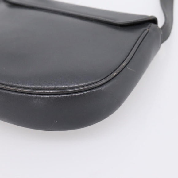 CELINE Shoulder Bag Leather Gray Gold Auth ka6378