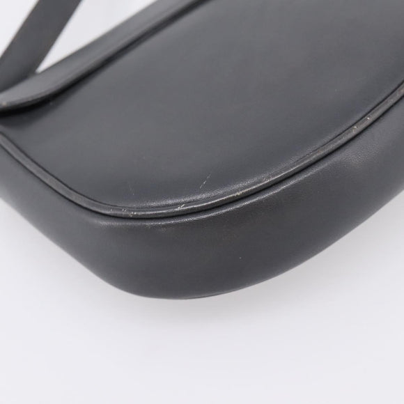 CELINE Shoulder Bag Leather Gray Gold Auth ka6378