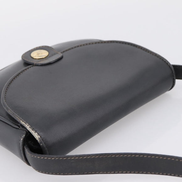CELINE Shoulder Bag Leather Gray Gold Auth ka6378
