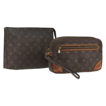 LOUIS VUITTON Monogram Clutch Bag 2 Set LV Auth ka638