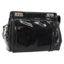 GUCCI Shoulder Bag Patent Leather Black Silver 001 2113 1677 Auth ka6380-1